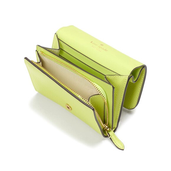 New Kate Spade Kayla Small L-Zip Wallet Leather Lime Slushy - Picture 2 of 3